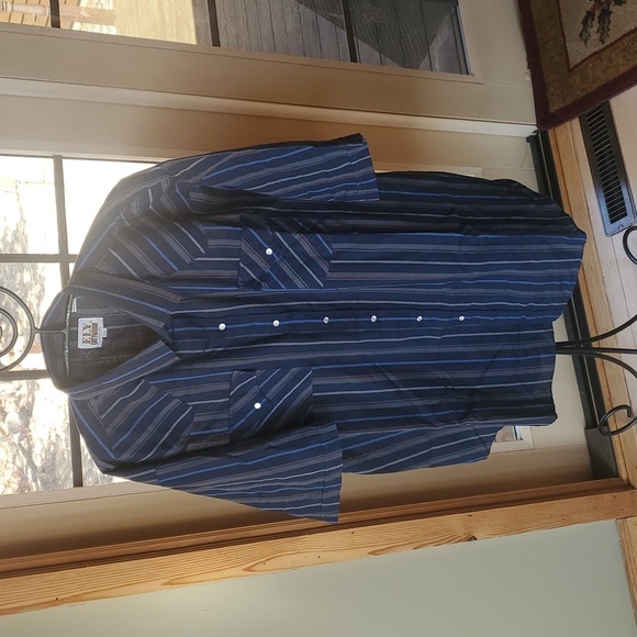 VTG ELY CATTLEMAN WESTERN SHIRT POLY/COTTON BLEND PLAID Pearl Buttoned Sz XXL - Picture 1 of 13